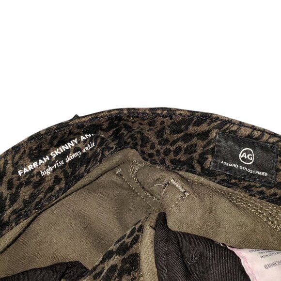 AG Adriano Goldschmied Farrah Skinny Ankle Velvet Jeans Green Leopard Cheetah - Picture 5 of 6